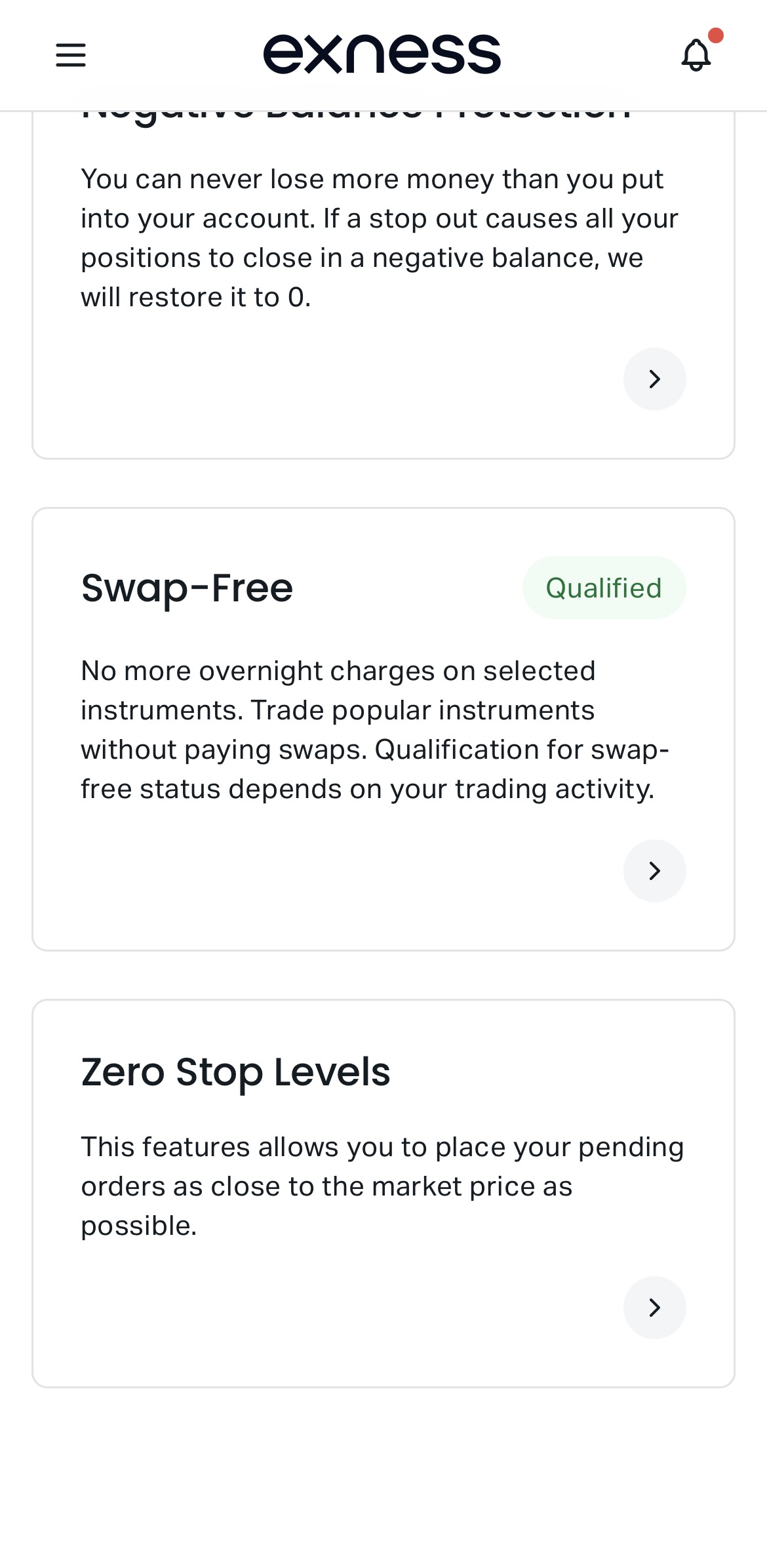 best broker for gold trading Exness swap-free account settings showing active status